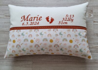 genähtes Geburtskissen mit Echtmaßen