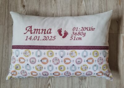 genähtes Geburtskissen mit Echtmaßen