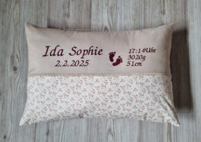 genähtes Geburtskissen mit Echtmaßen