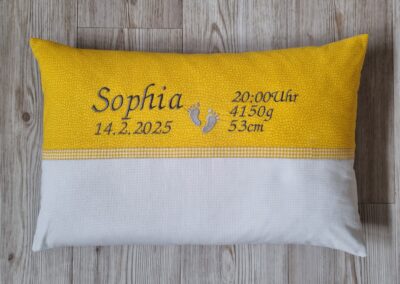 genähtes Geburtskissen mit Echtmaßen