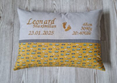 genähtes Geburtskissen mit Echtmaßen