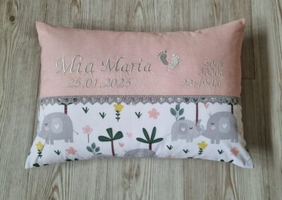 genähtes Geburtskissen mit Echtmaßen